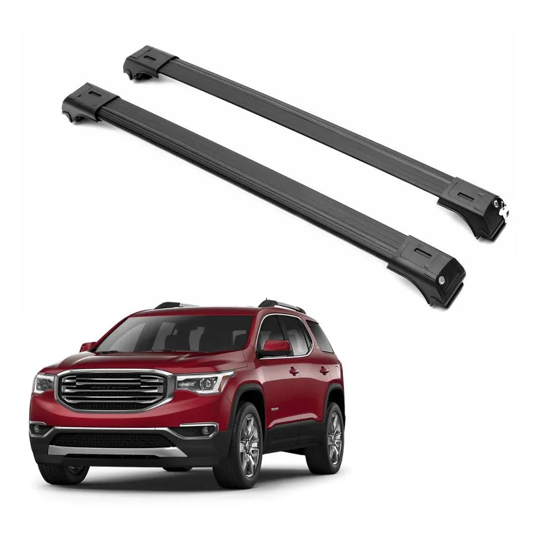 Erkul Roof Rack Cross Bars for GMC Acadia 2017-2024 | Aluminum Crossbars with Anti Theft Lock for Rooftop | Compatible with Raised Rails - Black