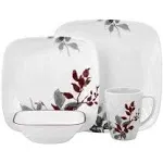 Boutique Kyoto Leaves 16-Piece Asian Inspired Kyoto Leaves Porcelain Dinnerware 