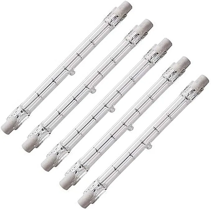 CTKcom 500-Watt 4.7-Inch J Type T3 Halogen Bulbs(5 Pack) - 118mm Double Ended 500 Watt 120 Volts T3 Halogen Bulbs R7S Double Ended Filament Flood Lights Quartz Tube Lamps 120V