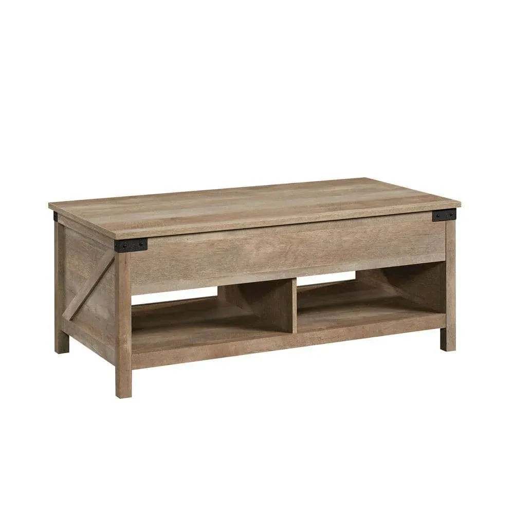 Sauder Bridge Acre Lift Top Coffee Table, L: 46.18" x W: 23.62" x H: 18.90", Lintel Oak