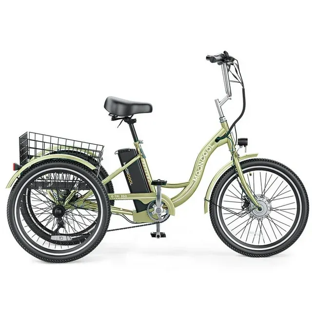 MOONCOOL 26" 7 Speed Electric Tricycle, 350W 36V 14.5Ah 350W 15MPH Lithium Battery UL Certified, 3 Wheel Electric Bicycle for Adults