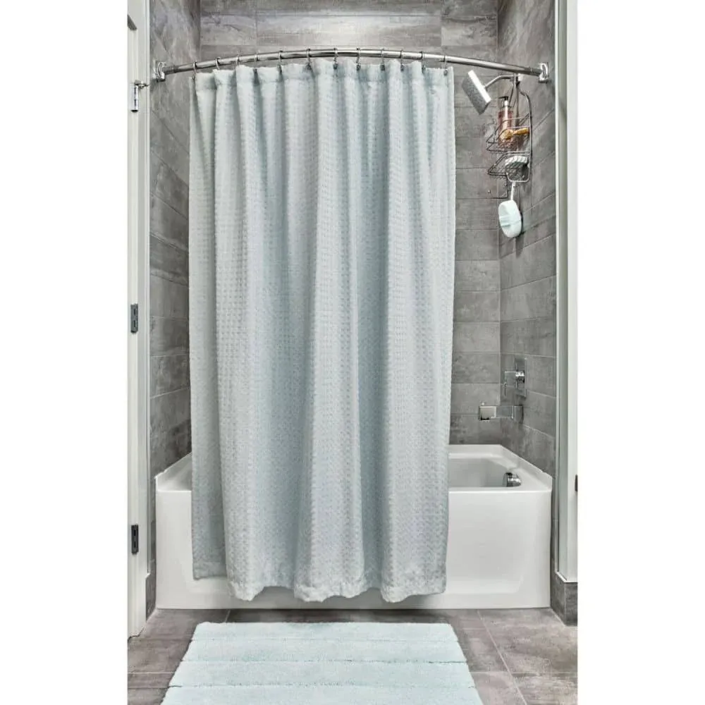 InterDesign Waffle Weave Fabric Shower Curtain, Luxury Hotel Style for Master, Guest, Kids' Bathrooms, Bathtubs, Stalls, 72" X 72", Heathered Spa Blue