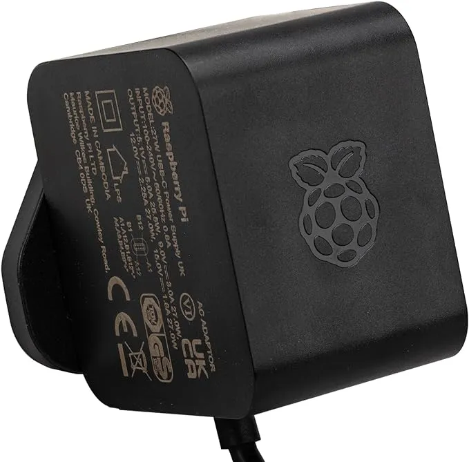 Offizieller Raspberry Pi 5 USB-C Netzteil 27W USB-C Power Supply Schwarz