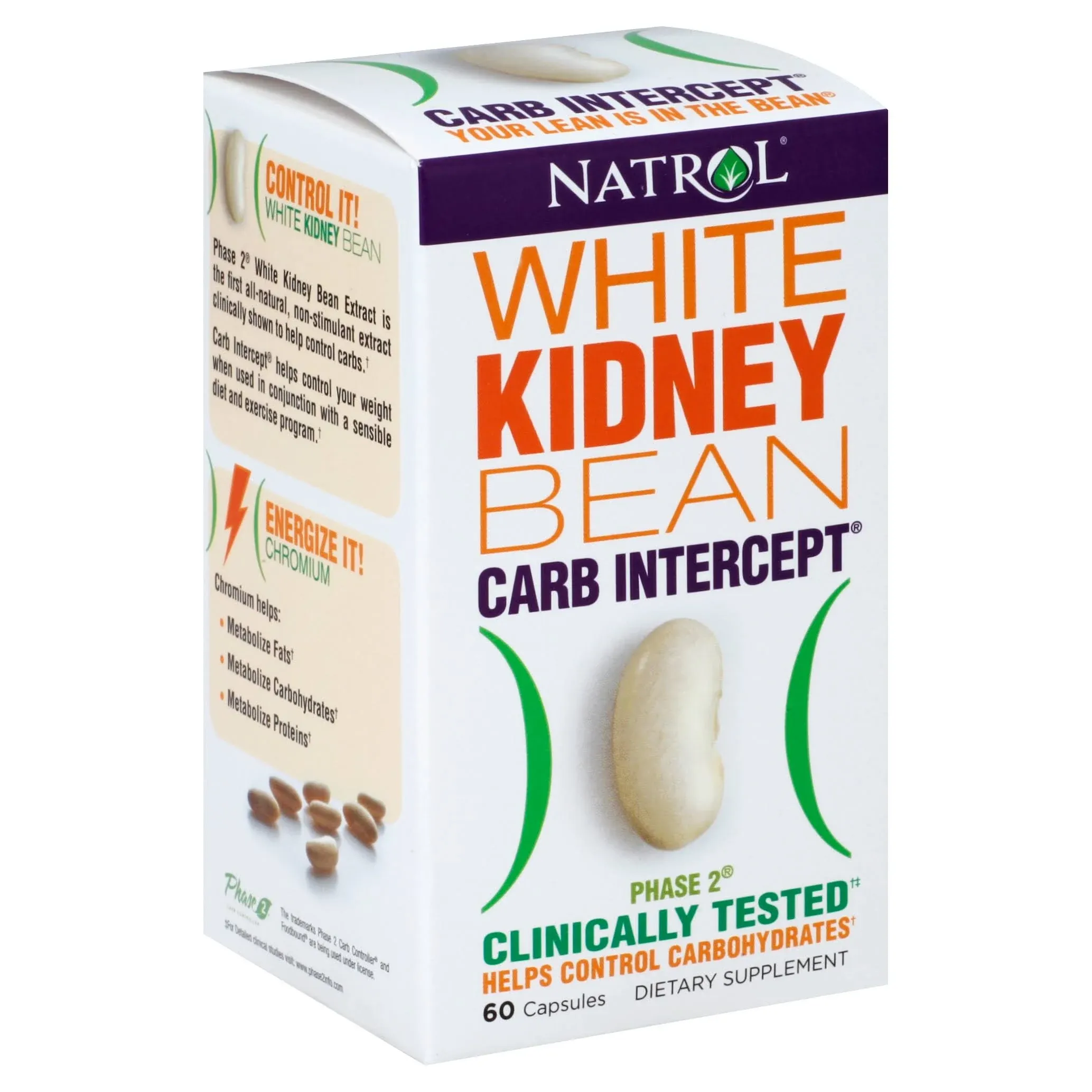 Natrol Carb Intercept, White Kidney Bean, Phase 2, Capsules - 60 capsules