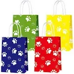 Party Gift Bags for Paw Dog Toys Puppy Party Supplies Party Decor, Party Favor Bags for Boys Girls Birthday Favor Goodie Candy Treat Gift Party Favor Paw Print Bag- 16 PCS (4 Colors)