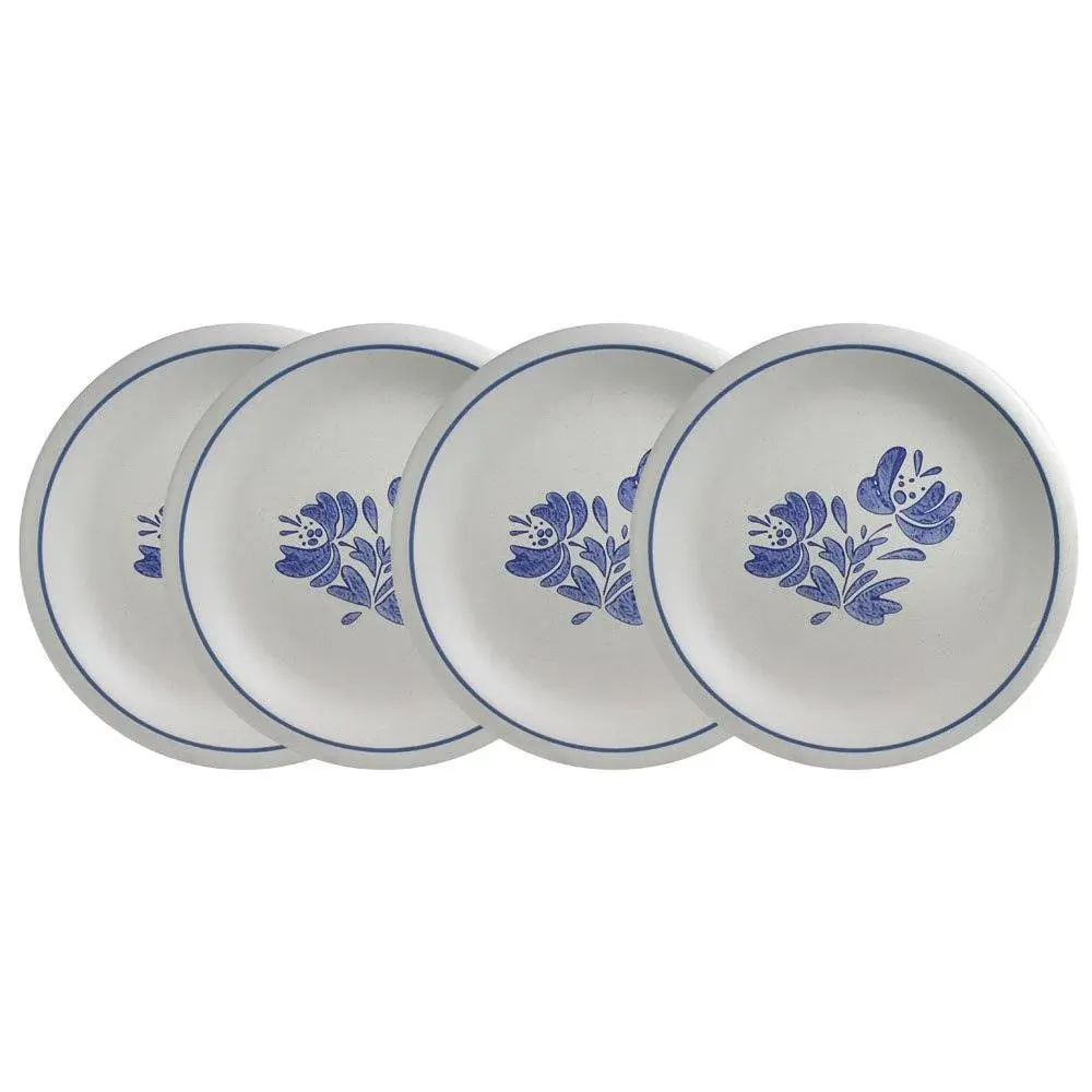 Pfaltzgraff Yorktowne Small Plates Dessert Salad Bread 6 3/4&#034; Blue Flower Set 4