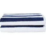 100% Cotton Terry Cabana Stripe Pool &amp; Beach Towel, Soft &amp; Absorbant, 2-Pack, Na