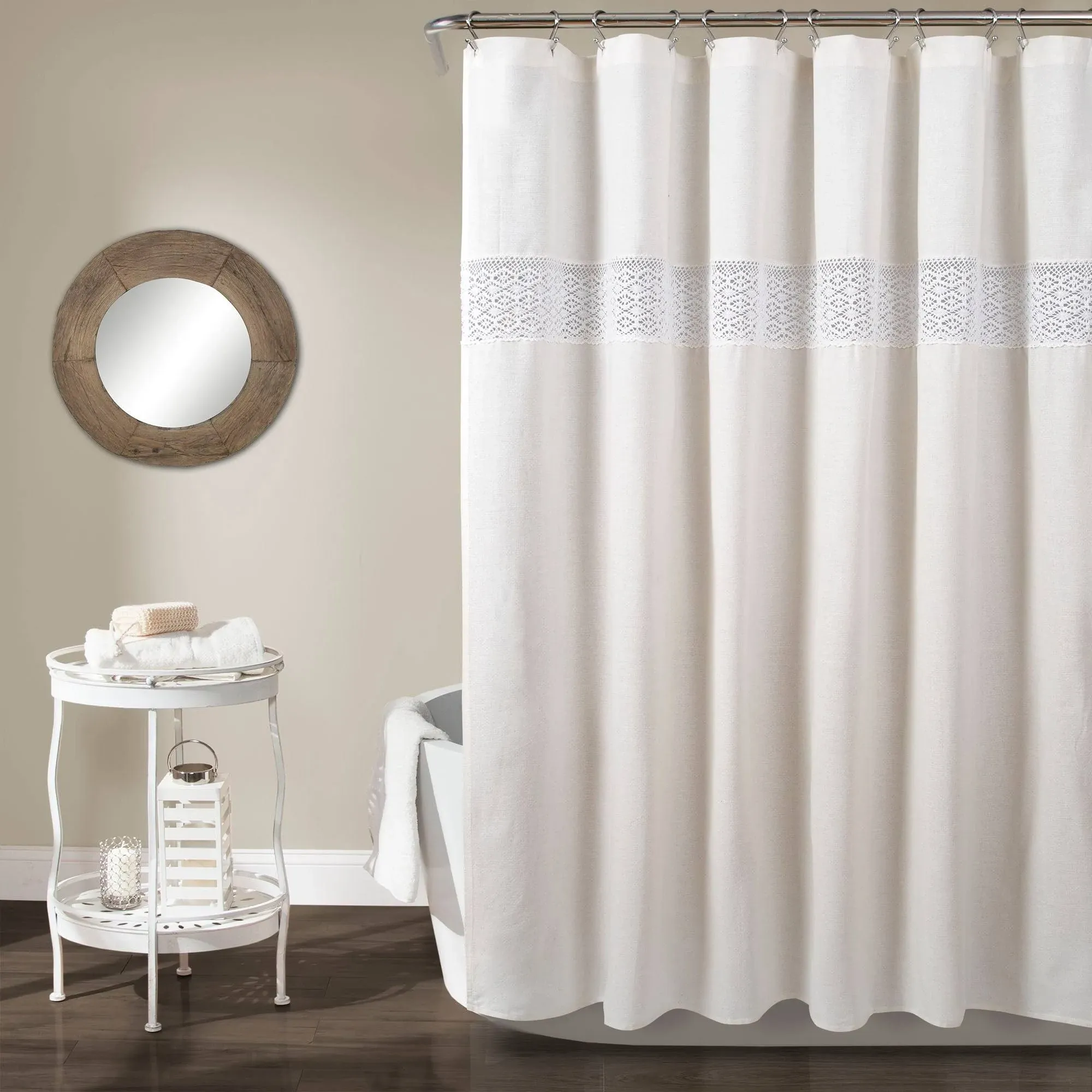 New - Dana Lace Shower Curtain White - Lush Décor