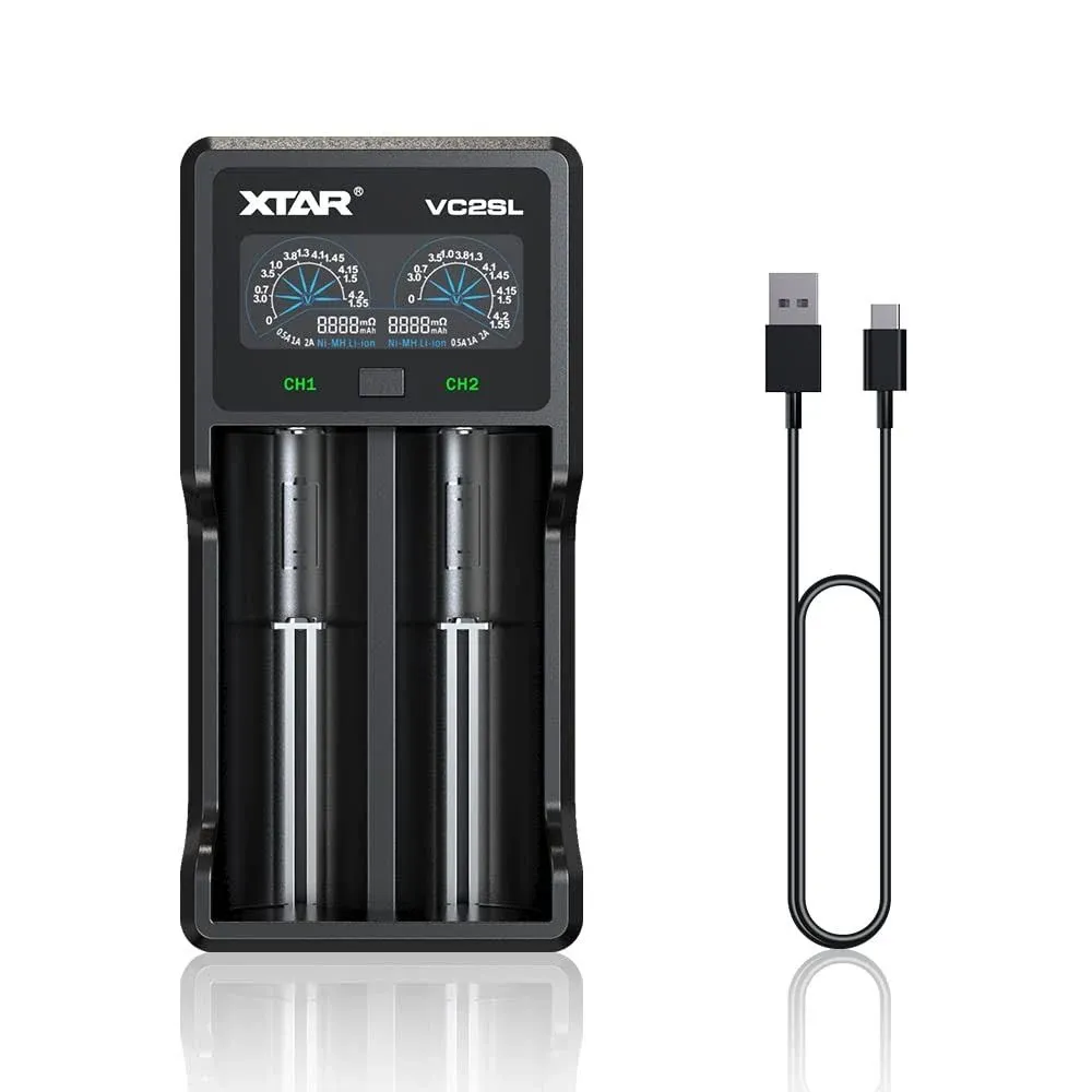 XTAR VC2SL Type C 18650 Battery Charger Universal Intelligent LCD Display 21700 ...