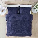 Beatrice Home Fashions Medallion Chenille Bedspread Full Blue