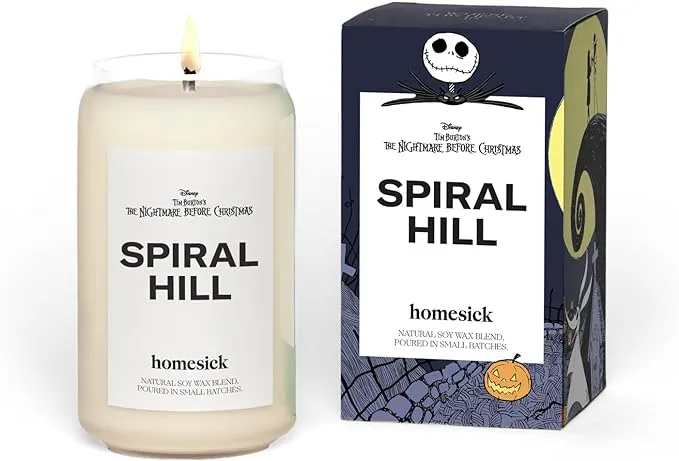 Homesick Disney Tim Burton’s Nightmare Before Christmas Spiral Hill Candle - Scents of Dark Cassis, 13.75 Oz, 60-80 Hour Burn, Disney Inspired Candle/Gift, Disney Home Decor, Aromatherapy Candle