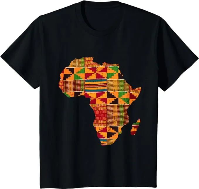 Cool Africa Map Kente Cloth Gift For Men Women African Lover T-Shirt