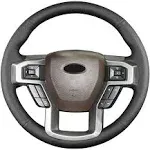 Hand Sewn Steering Wheel Cover,Fit for Ford F-150 2015-2020/F-250 F-350 F-450 F-550 2017-2021/F-600 2020-2021/F-650 F-750 2021,Non-Slip Breathable Microfiber Leather Steering Wheel Cover