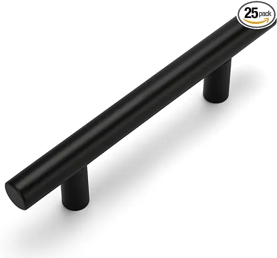 OYX 25 Pack Matte Black Cabinet Pulls Stainless Steel Cabinet Handles 5 inch Length Matte Black Drawer Pulls 3inch Hole Center K