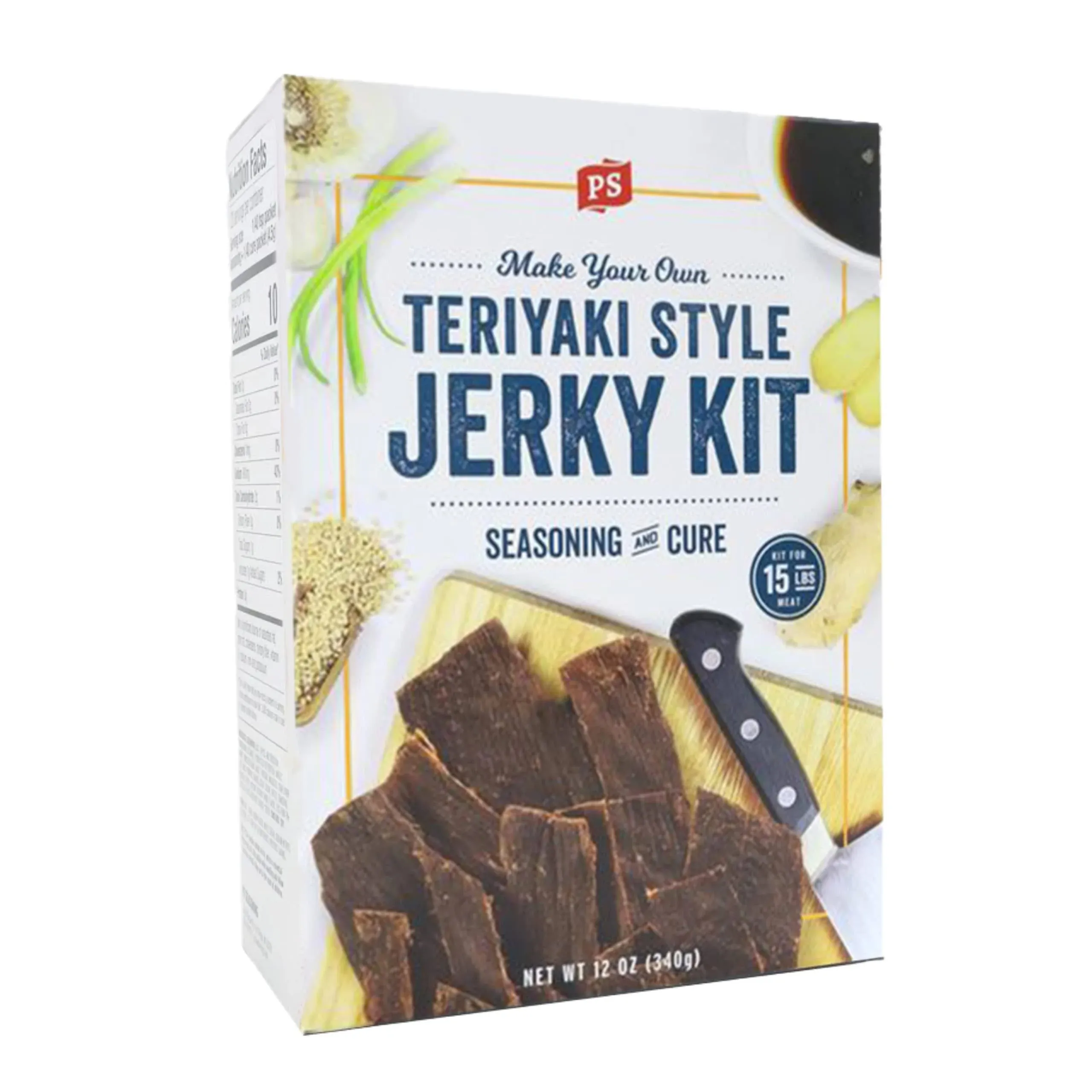 PS Seasoning Jerky Seasoning and Cure Kit (Teriyaki) - Grand Champion American Association of Meat Processors Award - Wild Game Hunters - Jerky Cure - Dehydrated - Beef, Turkey, Venison - DIY