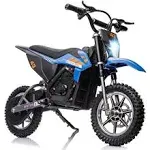 36V Electric Dirt Bike for Kids, Ride on Motorcycle 350W Brushless Motor Fast Speed 15.5MPH with LED Headlight, Leather Seat,Front+Back Brake for Teens Max Load 175lbs,Black