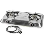 XtremepowerUS Double Burner Stove w/Auto Ignition Stainless Steel Cooktop Outdoor Propane Portable Camping Cooking Range