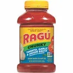 Ragu Chunky Pasta Sauce, Tomato, Garlic & Onion - 45 oz plastic jar