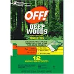 Off 54996 Deep Woods Insect Repellent Towelette, 12 Count Pack, Liquid, Clear/White, Alcohol