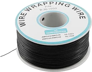 P/N B-30-1000 30AWG Tin Plated Copper Wire Wrepping Cable Reel Black 305m