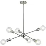 BONLICHT Sputnik Chandelier 6 Lights Modern Pendant Lighting Brushed Nickel Mid Century Flush Mount Ceiling Light Fixture by UL Listed