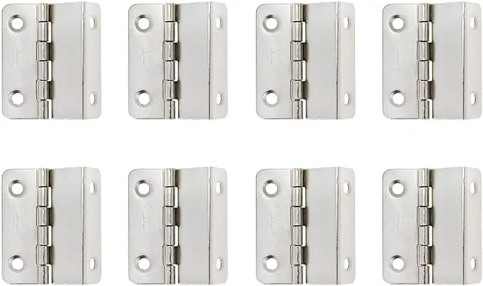 8Pcs Swing Hinge Expandable Offset Cabinet Door Hinges Satin Nickel Metal Hardware with Screws (Z Type 4 Holes)