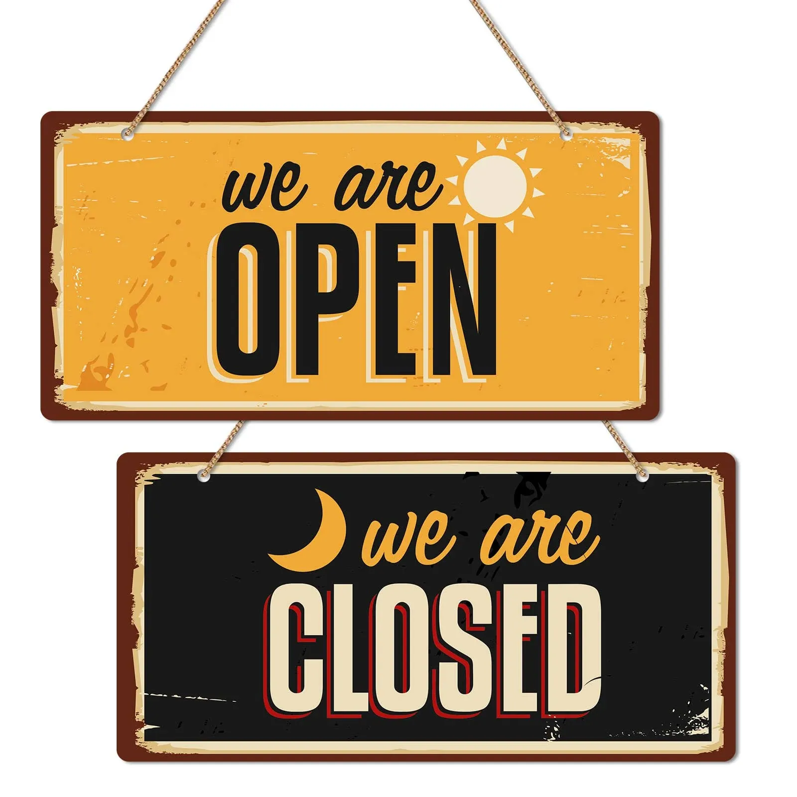 WhatSign Open Closed Signs for Business - Double Sided Open Signs for Business 12" x 6" Business Hours Open and Closed Signs for Business Window Door