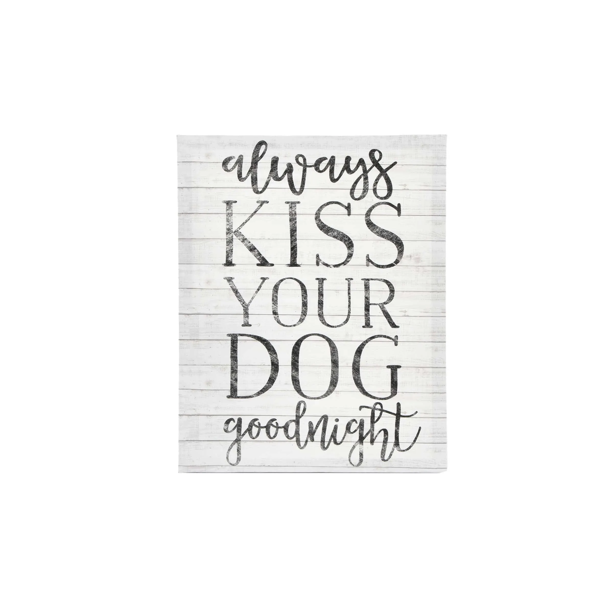 Prinz Always Kiss Your Dog Goodnight White 11" x 14" Canvas Wall Art