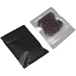 FERENLI 100 Pcs Mylar Zipper Lock Bag Food Storage Matte Foil Airtight Bags with Front Window Plastic Candy Packaging Pouch for Zip Flat Heat Seal Lock Resealable (7.5x10cm (3x3.9 inch), Black)