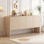 60" L Large Storage Space Sideboard with 4 Doors, Elegant Minimalist Style Storage Cabinets with Adjustable Shelves and Rebound Device for Living