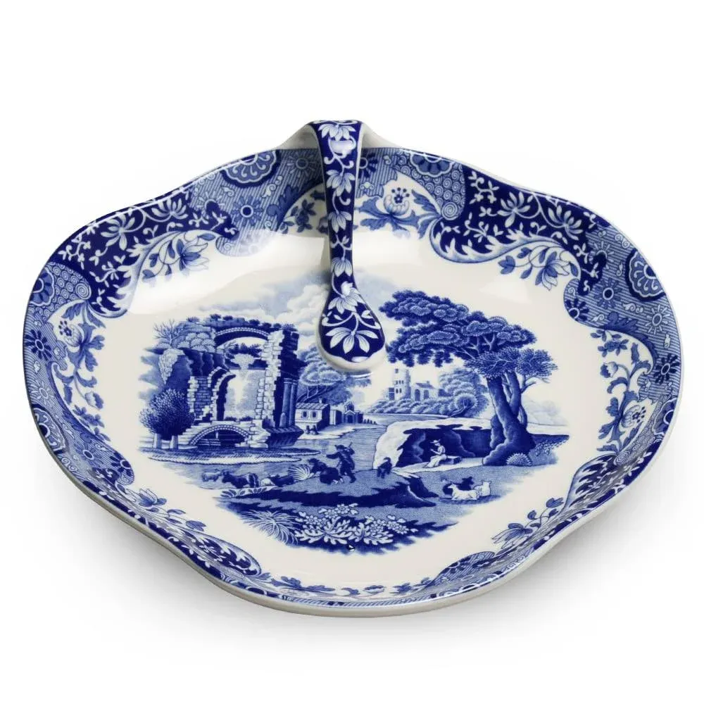 BLUE ITALIAN HANDLED SERVING TRAY