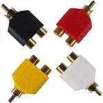 4Pack RCA Y Splitter Plug Adapter 2 Female to 1 Male for Audio Video AV TV Cable