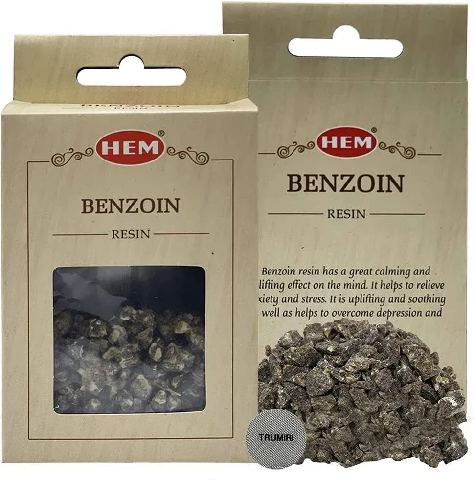 Benzoin Incense 100% Natural Aromatic Tree Gum Sap Solid Crystals and Steel Mesh Bundle for Burning and Diffusion