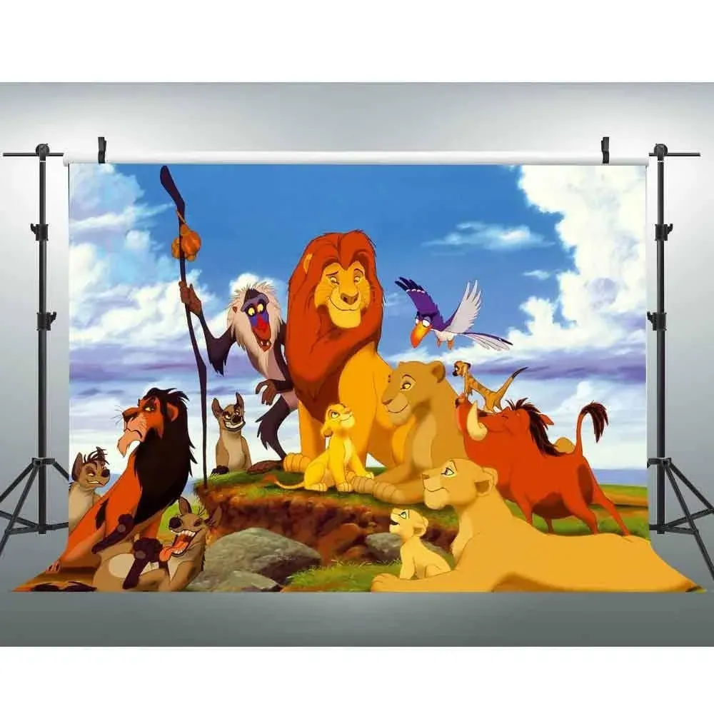 EOA 7(W) x5(H) FT Cartoon Lion King Photography Backdrop Tropical Safari Birthday Background Jungle Forest Animal Banner Studio Props