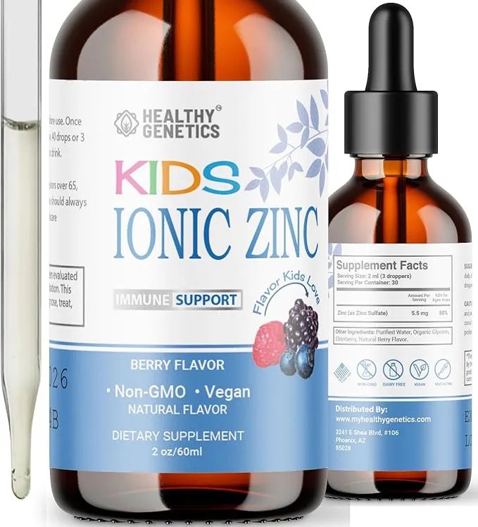 Liquid Zinc Drops for Kids, Men and Women | Organic Ionic Zinc Sulfate | Immunity, Mood, Brain Thyroid | 30 Day Supply|2 Oz