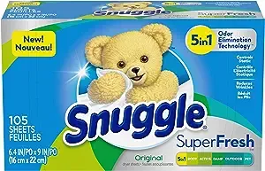 Snuggle Plus SuperFresh Fabric Softener Dryer Sheets with Static Control and Odor Eliminating Technology, Original, 105 Count