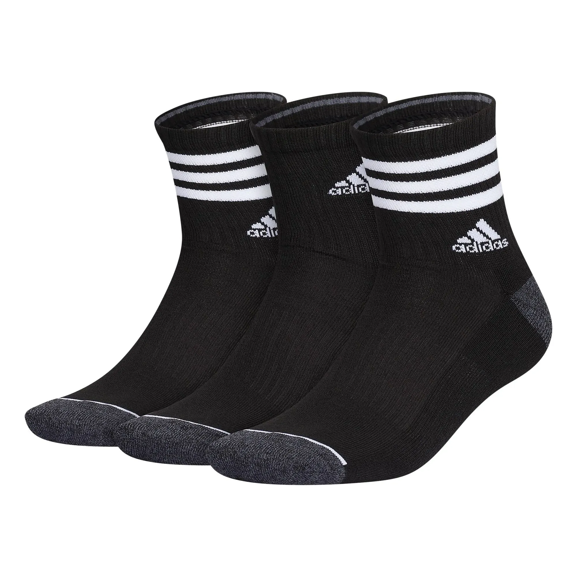 Adidas 3-Stripe High Quarter Crew Socks - 3-Pack - Black/White