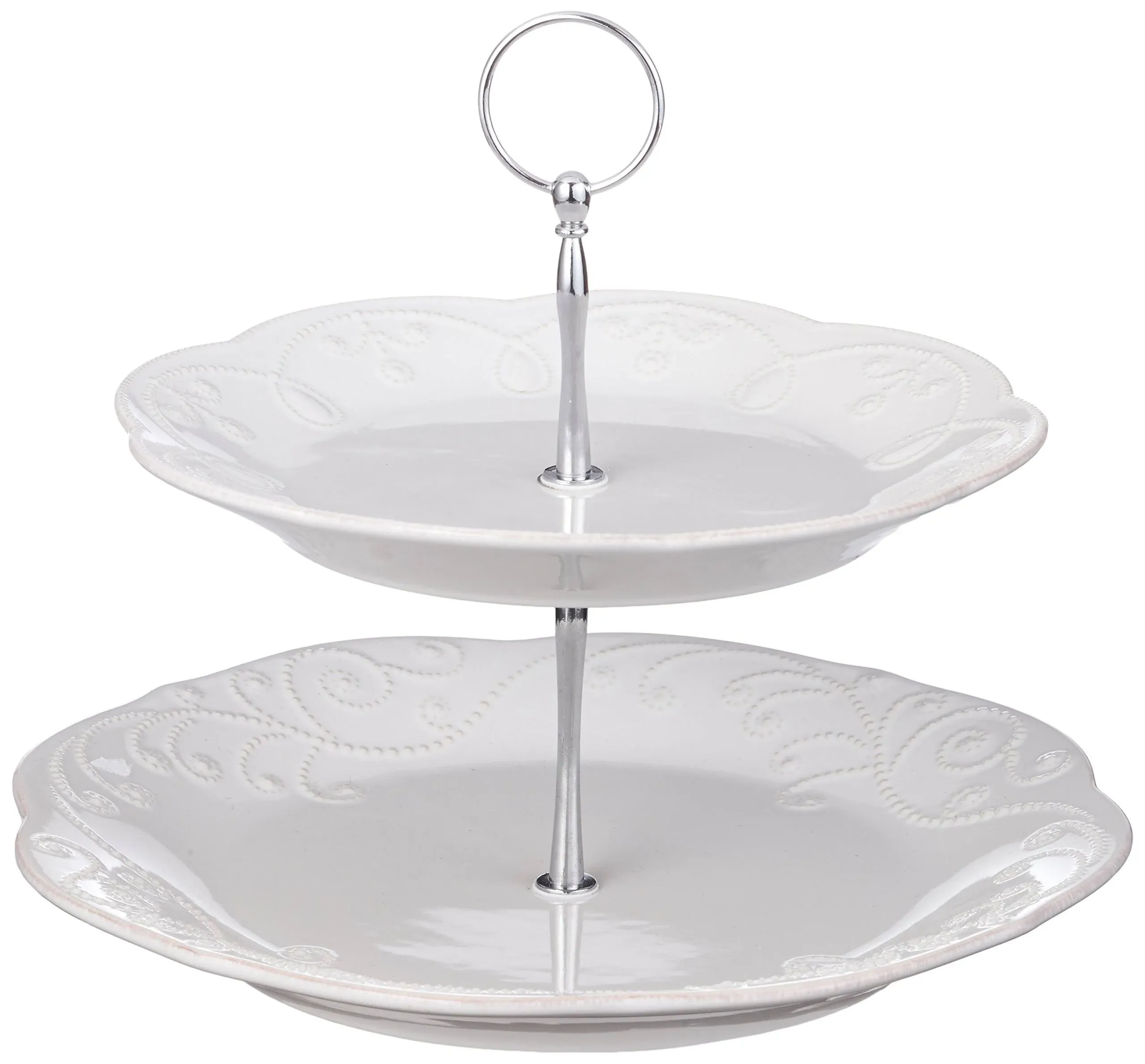 Lenox Unisex French Perle Tiered Server, White, 3.85 LB