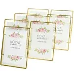 Koyal Wholesale Pressed Glass Floating Photo Frames 8-Pack with Stands for Horizontal or Vertical Pictures, Table Numbers, Place