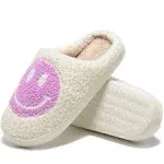 Retro Fuzzy Face Slippers for Women Men, Retro Soft Fluffy Warm Home Non-Slip Couple Style Casual Smile Face Slippers Indoor Outdoor Anti-Skid Warm Cozy Foam Slide Fuzzy Slides with Soft Memory Foam Shoes