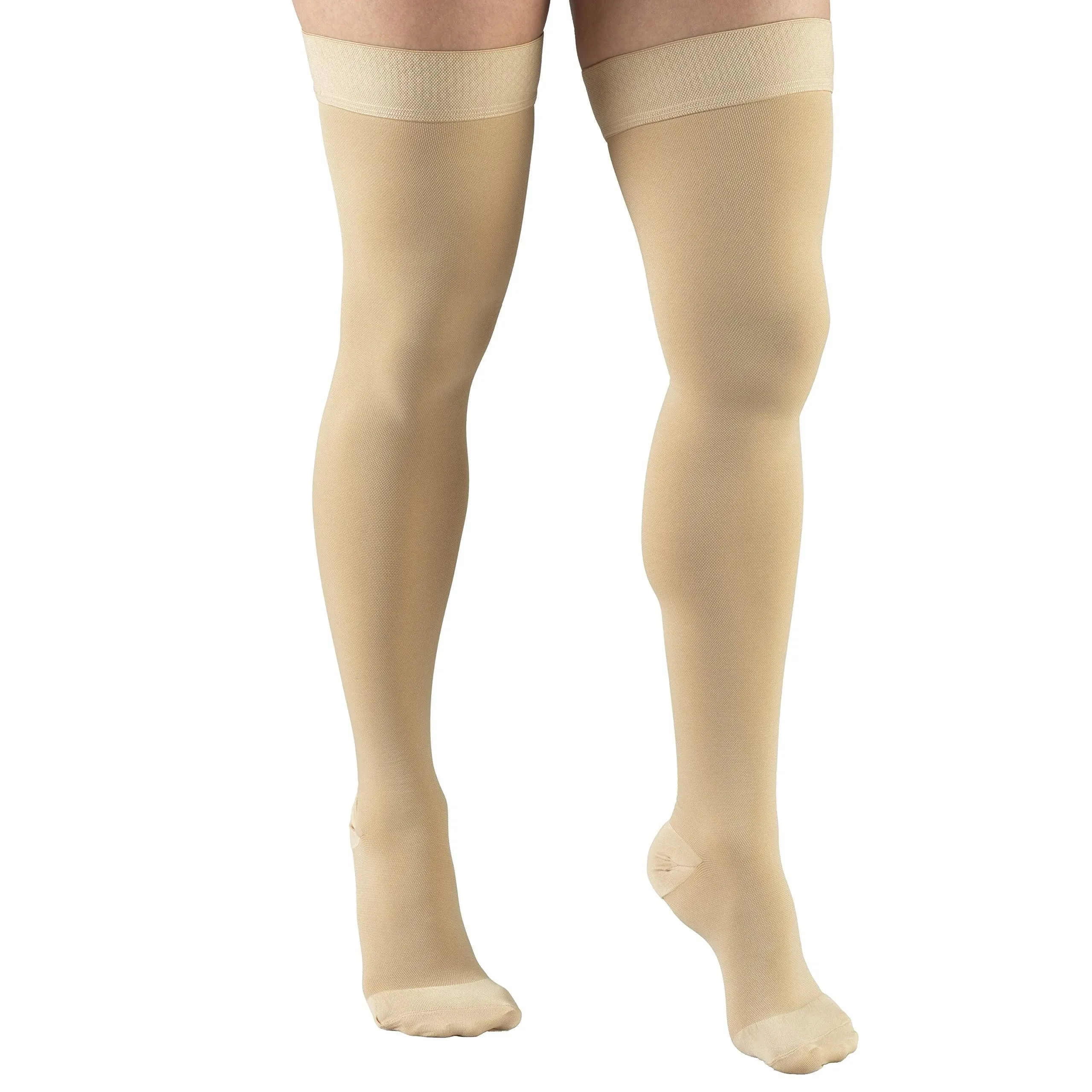 Truform Stockings, Thigh High, Closed Toe, Dot Top: 20-30 mmHg, Beige, X-Large