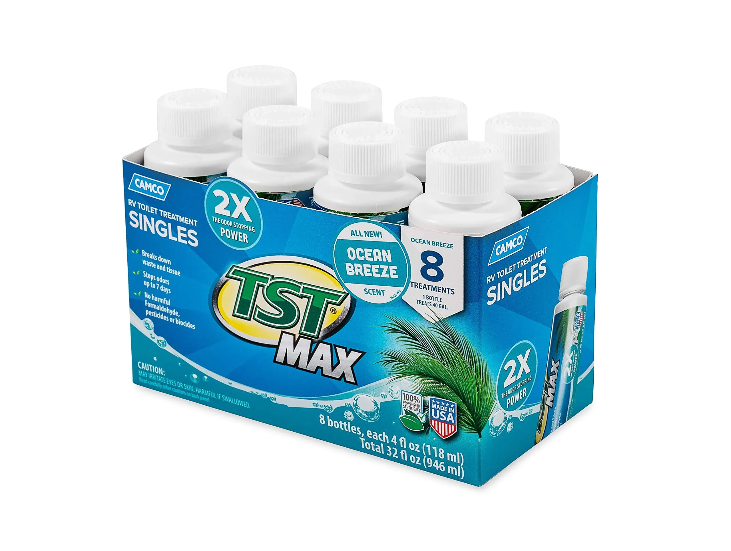 Camco 41610 TST MAX RV Toilet Treatment Singles - Includes (7) 4oz. Bottles