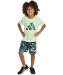 Adidas Boys' Graphic Tee & Printed 3-Stripes Shorts Set - Little Kid - Black