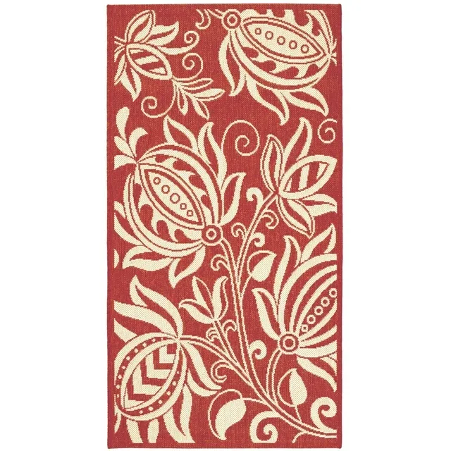 Safavieh Outdoor CY2961-3707 Courtyard Red / Natural Rug - 2' 7" x 5'