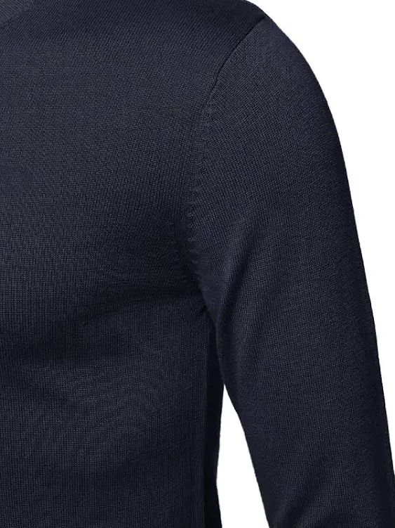 FashionOutfit Men's Casual Solid Soft Knitted Long Sleeve V-Neck Sweater