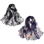 Acotavie 2 Pcs Scarfs for Women Lightweight Scarves Fashion Floral Print Shawls Holiday Gifts Scarf