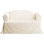 Sure Fit Cotton Duck T-Cushion Sofa Slipcover ,Natural