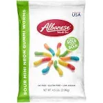 Albanese World's Best Sour 12 Flavor Mini Gummi Worms, 32oz Bag of Candy