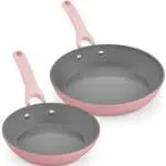 Dream Green Ceramic Frying Pan Set of 2, 9.5&#034; &amp; 11&#034; Fry Pans, Pink - Recycled...