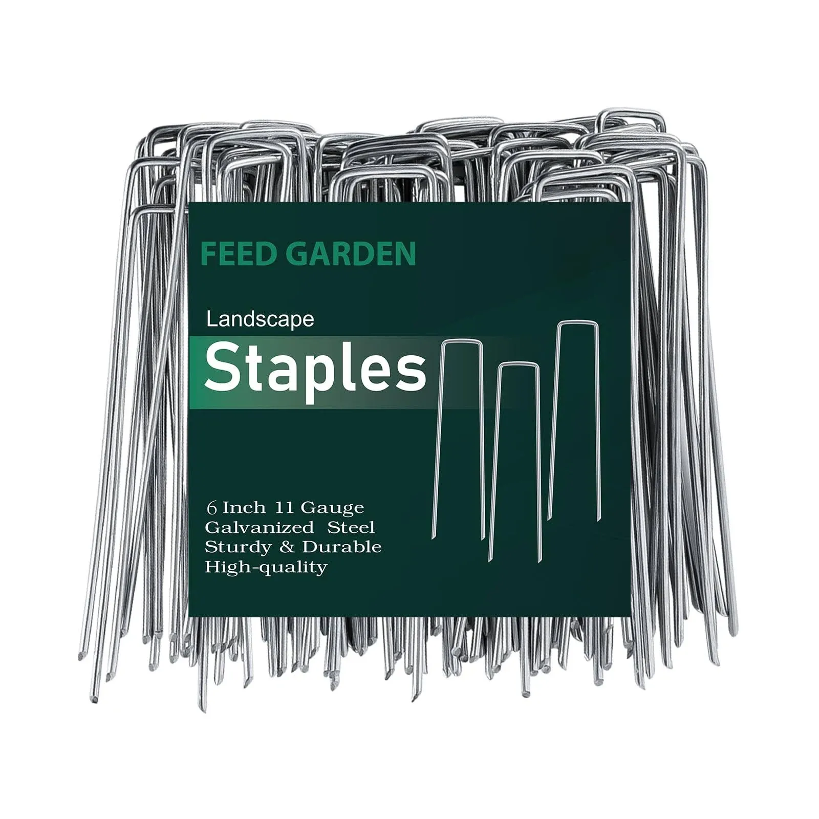 FEED GARDEN 6 Inch Galvanized Landscape Staples 11 Gauge Anti-Rust GARDEN Stakes Landscaping Fabric SOD Pins Yard Stakes